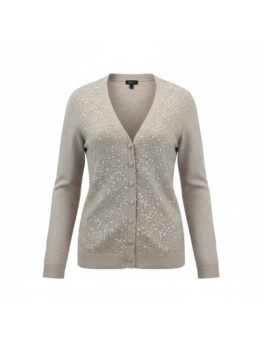 Talbot Size M Petite Sandstone Lambs Wool Blend Sequin Cardigan Party Event